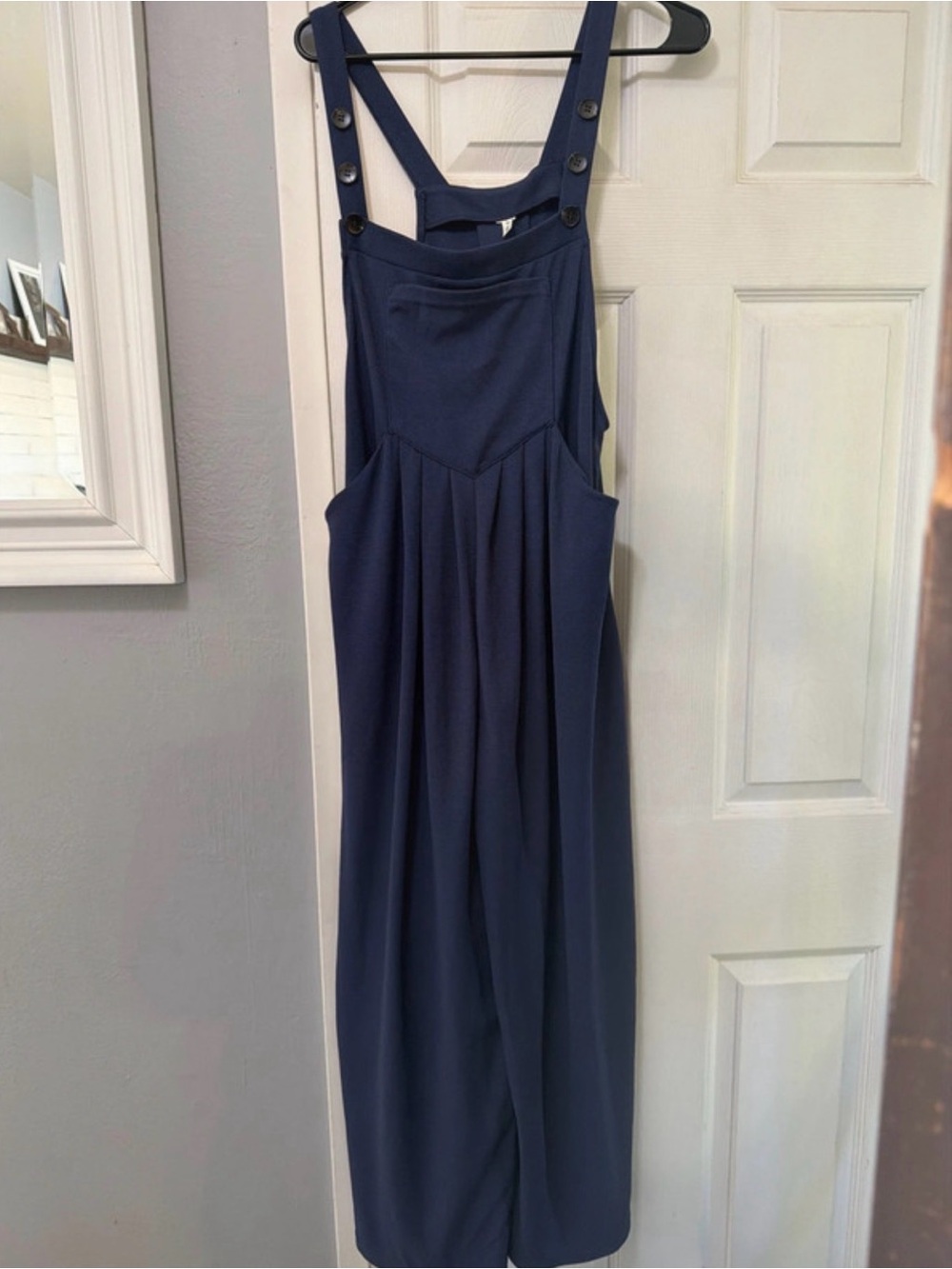 Halara Navy Blue Waffle Knit Overalls